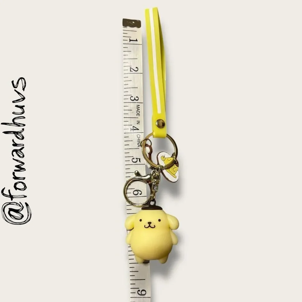 Sanrio Pompompurin Keychain – Yellow Strap with Charms